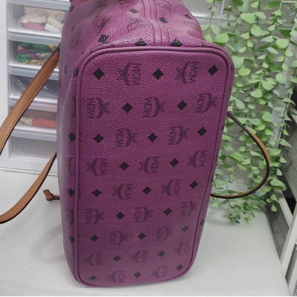 MCM Only Used Once! Custom Made Purple and Tan Monogram Tote Bag - Picture 12 of 16